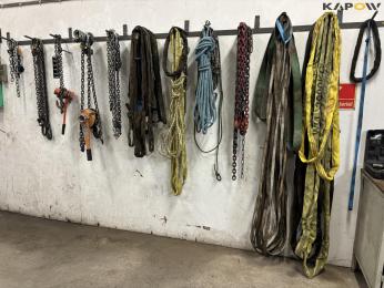 Various chains and lifting straps